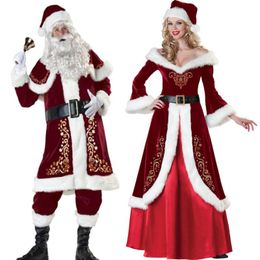 Nouvelles décorations de Noël Velvet Men / Femmes Santa Costume costume costume Costume de fête pour Noël en gros en gros