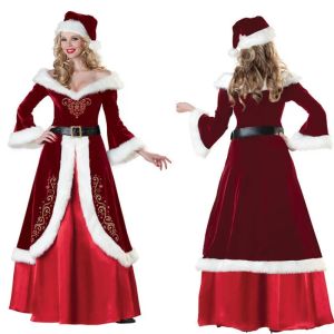 Nuevas decoraciones navideñas Terciopelo Hombres / Mujeres Traje de Papá Noel Traje de fiesta de pareja para Navidad 0710