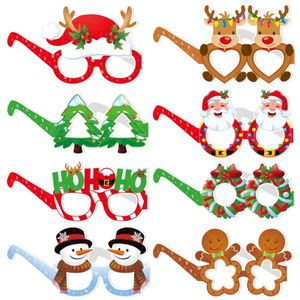 Nieuwe Kerstversiering Kerstboom Sneeuwpop Elanden Papieren Bril Photo Booth Props Vakantie Kinderen Vrolijk Kerstfeest Grappige Glazen Decor