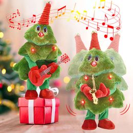 Nuevo Navidad eléctrico divertido canto baile música árbol de Navidad muñeco de peluche juguetes para niños niñas niños Navidad decoración navideña
