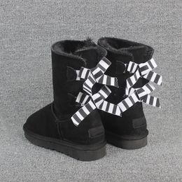 Nouveau créateur de mode de Noël femmes bottes de neige d'hiver Top enfants Eu22-34 enfants classiques bottes à nœud court cheville genou Bow Bailey Boot US4-13