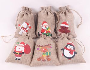 Nouveau sac de lin de noël enfants bonbons cadeaux sac noël wapiti cordon corde sac beaux cadeaux sac filles accessoires trucs sacs