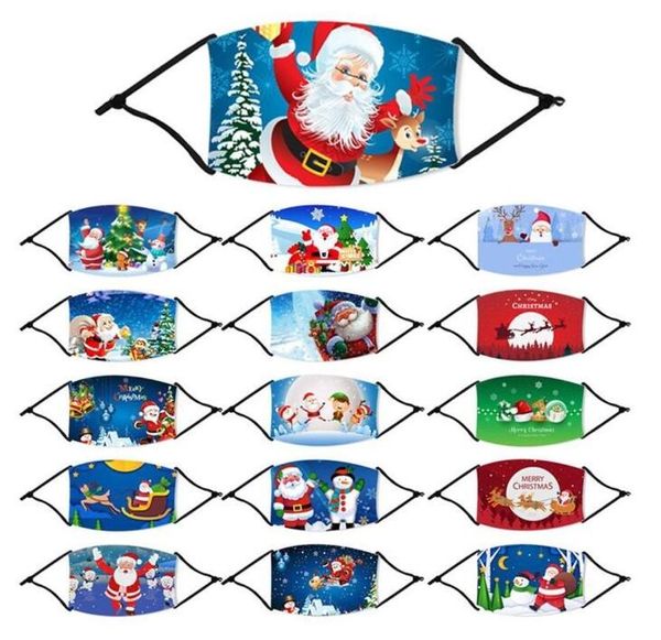 NOUVEAU Masques de Noël Cerfs Imprimés Masques de Noël Anti-poussière Flocon de neige Couverture de bouche de Noël Lavable Réutilisable avec masques Filtres DHL gratuit