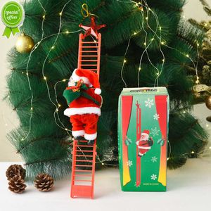 Nouveaux ornements de noël cadeau électrique père noël escalade échelle poupée jouets avec musique joyeux arbre de noël décor suspendu