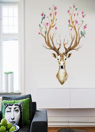Nuevas calcomanías de pared de reno de Navidad para sala de estar dormitorio sika ciervos 3d calcomanías de arte decoración de la casa del hogar