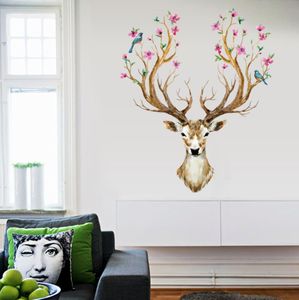 Nouveaux autocollants muraux de renne de Noël pour chambre de salon Sika Deer 3d Art décalcomanies décoration créative papier peint de bricolage 3205529
