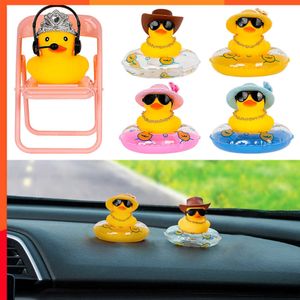 New Christmas Rubber Ducks Yellow Ducky Car Ornament Dashboard Decor Cute Squeak Duckies Ornaments Interior Accessories
