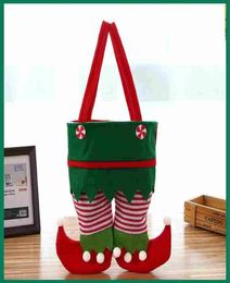 Nieuwe kerst Santa Elf Spirit Pants Stocking Handtassen behandelen Pocket Candy Bottle Gifts Bags aanwezig9605749