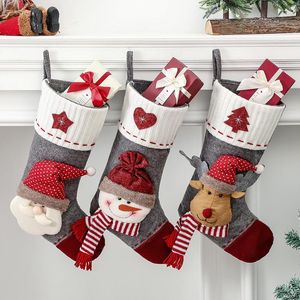Nouvelles chaussettes de Noël sac cadeau décoration chaussette réveillon de Noël cadeau de Noël enfants sac de bonbons RRE14546
