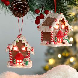 Nouveau thème de Noël pendentif LED bonhomme de neige pain d'épice père noël lumière maison poterie douce suspendu arbre maison nouvel an décoration de fête