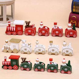 Nouveau jouet de Noël dessin animé train peint décoration de Noël en bois pour la maison avec Santa Bear Noël Kid jouets cadeau de Noël ornement XVT1072