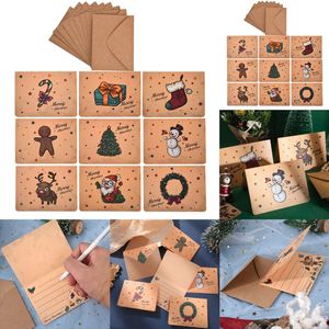 Nouvelles fournitures de jouets de noël 9 pièces/paquet, enveloppes en papier vierge Kraft rétro, enveloppe de noël, lettre cadeau, enveloppe d'invitation, enveloppe cadeau, carte de vœux