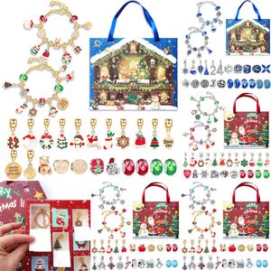 Nuevos suministros de juguetes navideños Calendario de Adviento navideño Caja de regalo de joyería Calendarios de cuenta regresiva de 24 días Pulseras de joyería para niñas Regalo de Año Nuevo Decoración navideña