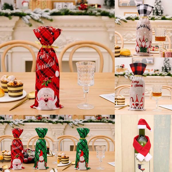 Nuevos suministros de juguetes navideños Gnomos decorativos navideños Cubiertas para botellas de vino Adornos Gnomos de felpa escandinavos de Papá Noel Decoraciones de vino tinto para fiesta de Navidad