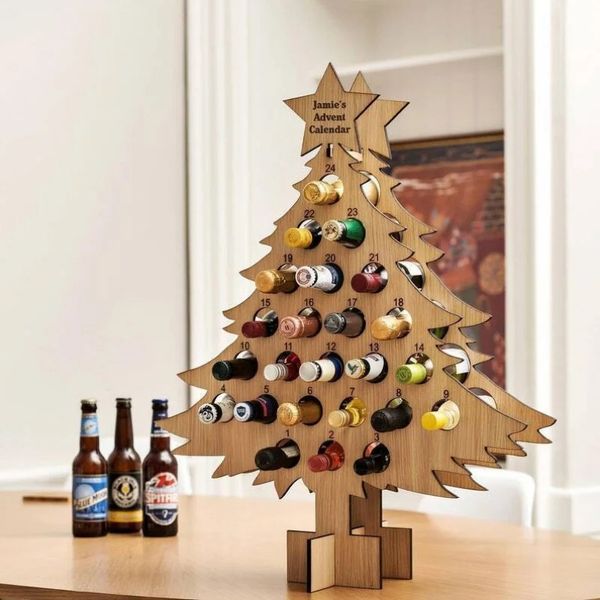 Nuevo árbol de Navidad-Calendario de Adviento para adultos estante de vino de vacaciones regalos de vino y licores decoración de Navidad calendarios para el hogar Decoración