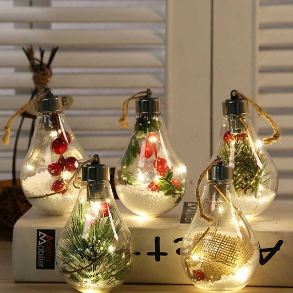 Nueva decoración de árbol de Navidad luces de hadas transparente LED luz de noche luminosa bola colgante hogar Año Nuevo decoraciones de Navidad