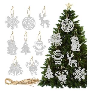 Nouvelles décorations d'arbre de noël, pendentif en poudre d'argent, Tripper, décor de fête du nouvel an, décor de salle