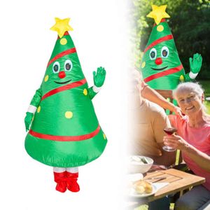 Nieuwe kerstboom opblaasbare kostuum grappige volwassen mannen vrouwen santa claus opblaasbare kleding fancy jurk mascotte cosplay kostuums H1112