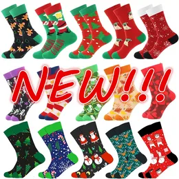 NOUVEAU!!! Tree de Noël Snow Elk Cotton Coton Happy Socks Nouveau automne chaussettes de Noël d'hiver Men Funny Nouvel An Santa Claus