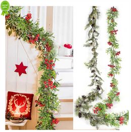 Nouvelle guirlande de noël rotin vignes artificielles suspendus guirlande florale ornement de noël pour la maison noël porte cadre fond décor