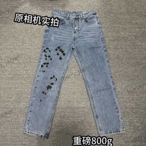 Nieuwe Chromees Mens Jeans Designer maakt Old Washed Hearts Jeans Chrome rechte broek Hartkruidbriefbrief afdrukken Casual voor vrouwen mannen broek D3