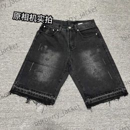 Nouveaux chromees pour hommes en jeans Shorts font de vieux jeans lavés jeans hip hop chrome courte genou leght jeans coeur croix de broderie imprimés jeans de haute qualité décontractés A10