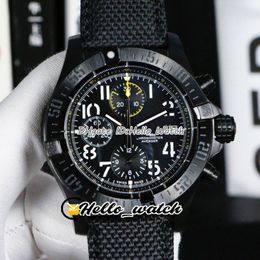 Nouveau chronographe 45 Night Mission Series Boîtier en acier noir PVD V13317101B1X1 Chronomètre à quartz Montre pour homme avec bracelet en nylon Hello_Watch