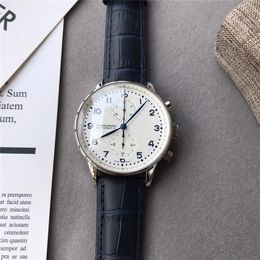 Novo cronógrafo relógio masculino 3 estilo de alta qualidade relógio 41mm portugieser mecânico relógio masculino caixa aço pulseira couro esporte relógios293u
