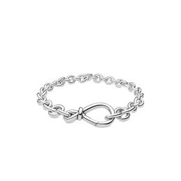 New Chunky Infinity Knot Chain Bracelet Women Girl Joyy para regalos para Pandroa 925 Pulseras de cadena de mano de plata esterlina
