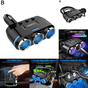 Allume-cigare double chargeur USB 12V, adaptateur séparateur de voiture avec interrupteurs indépendants, affichage de tension LED, nouveau