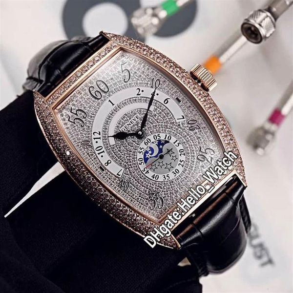 Nuovo Cintree Curvex Heure Sautante 8880 H IR L Orologio da uomo automatico Quadrante Gypsophila Cassa in oro rosa con diamanti Cinturino in pelle Orologi He242S