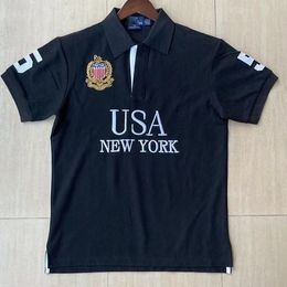 NIEUW City POLO-shirt Europese en Amerikaanse heren met korte mouwen, casual borduurwerk, puur katoen, grote mode, s-3XL