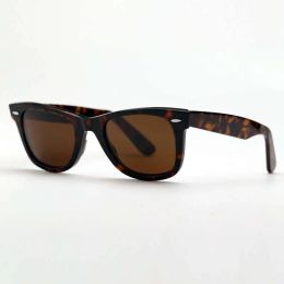 Nouvelle marque classique Wayfarer lunettes de soleil carrées de luxe hommes femmes monture en acétate avec lentilles en verre de rayon lunettes de soleil pour homme UV400 Tortoiseshell co
