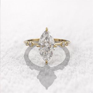 Nieuwe Klassieke Koper Vergulde Shining CZ Zirkoon Trouwring Vrouwen Liefhebbers Diamanten Ringen Beloven Verlovingsgeschenken