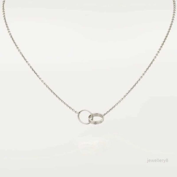 Nuevo diseño clásico, colgante de doble bucle, collar de amor para mujeres y niñas, collar de joyería de boda de acero de titanio 316L