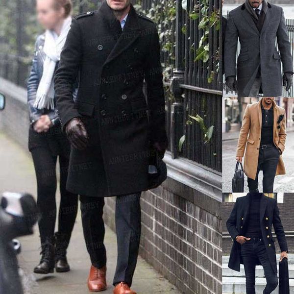 Nueva chaqueta clásica de doble botonadura para hombre, color negro, Tweed, a medida, de invierno, de calle alta, ajustada, informal, gris oscuro, Blazer para hombre X0909