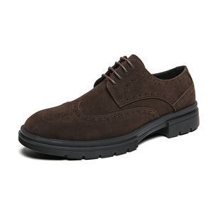 Nouvelle robe classique Chaussures en cuir Derby Grosted Suede pour orteil rond à lacets Chaussures masculines Homme décontracté pour garçons Bottes de robe de fête 38-46