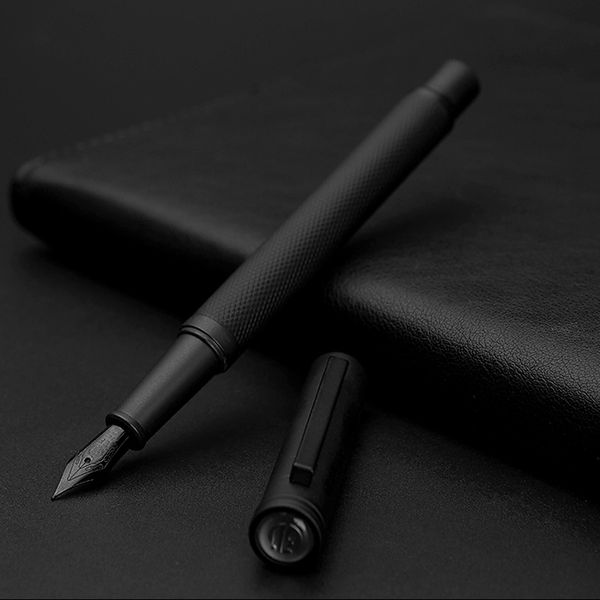 Nouveau classique luxe 0,5 mm noir F Nib stylo plume stylos à clip en métal complet pour la signature d'affaires écriture fournitures de bureau scolaire 201202