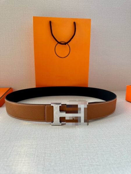 Nouveau classique hommes ceintures pour femmes designer décontracté lettre boucle lisse ceinture largeur 3,8 cm ceinture en cuir de veau blanc - fil en acier inoxydable boutique double face disponible