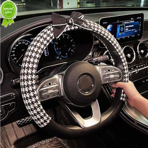 New Classic Plaid Bowknot Universal Car Steering Wheel Cover Decro Auto Seat belt Pad for Women Bow Series Car Interior Accessories