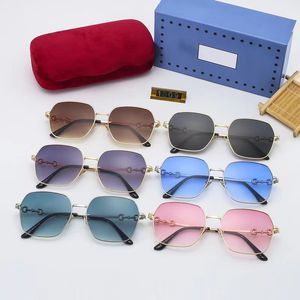Nieuwe klassieke gepolariseerde zonnebril damesontwerper luxe merk Alloy Metal Polaroid HD gehard glazen lens retro -bril zonnebrillen UV400 1309