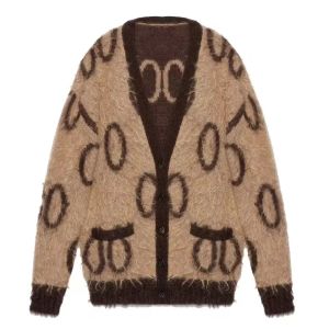 Nuevo Suéter clásico estampado de Mohair de doble cara, cárdigans, ropa de invierno para mujer, jersey