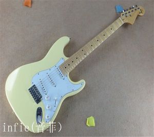 Nieuwe Classic St Models Recess Signature Model Fretboard Bulk Milk Yellow Color kan Gitaar veranderen