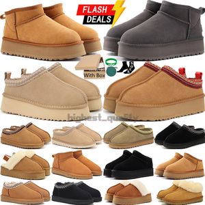 Nuevo Clásico Ultra Mini Plataforma Botas Botas de diseñador para mujer Tasman Slipper Tazz Slipper Castaño Mostaza Semilla Plataforma Botines Caqui Rosa Negro Gris Invierno Sonw