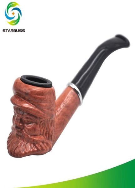 Nouveau classique tuyau en bois barbe vieux Man039s longue poignée plat tabac outil 9817825