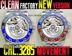 Nieuwe Schone Horloge Heren Horloges 3285 Twee Bewegingen 40mm Rode en Blauwe Keramische Mouthing Batman Linkshandig H3N3