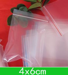 Nuevas bolsas transparentes de PE (4x6 cm) bolsas de polietileno resellables, bolsa con cremallera para venta al por mayor + envío gratis 1000 unids/lote