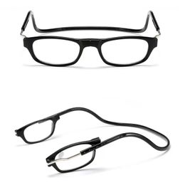 Nuevas gafas de lectura clic Piedra magnética en la nariz Lectura de gafas de lectura de gafas colgan 3 colores de gafas al por mayor barata