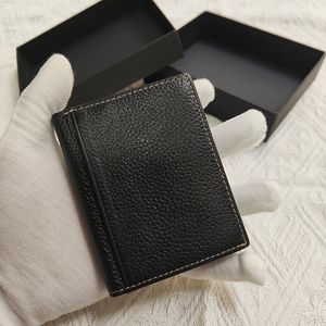 Nouveau portefeuille à clip pour hommes, sac à langer, portefeuille en cuir noir, marque de luxe, boîte à cartes de visite de styliste avec box2527