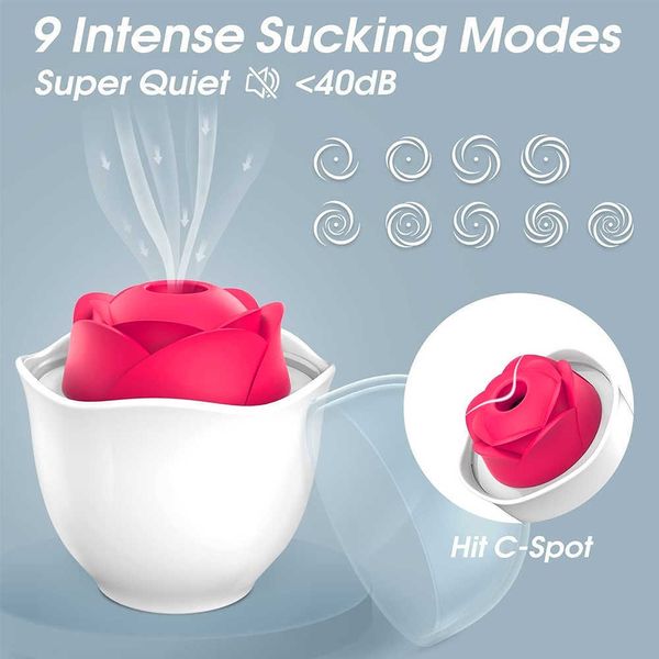 Nouveau Clitoris Sucker Rose Vibrator avec Ambient Light 9 Vibration Nipple Massager g Spot Stimulator Sex Toys pour femmes Produit érotique 230316